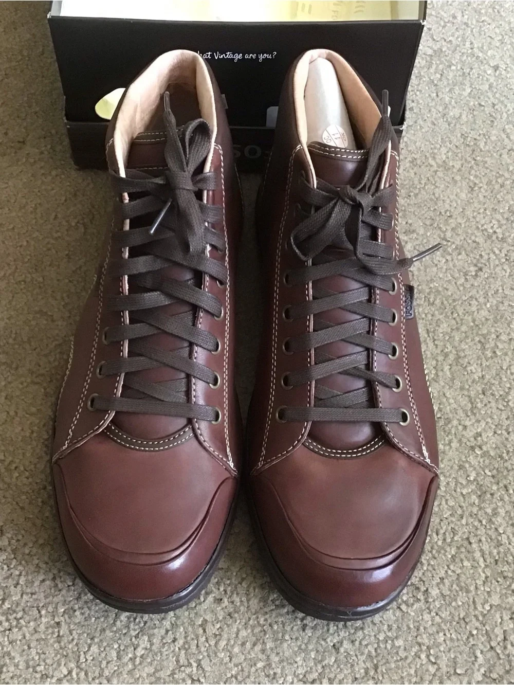 Fossil Pembroke Brown Leather High-Top Lace-Up Boots, Size 11 NIB